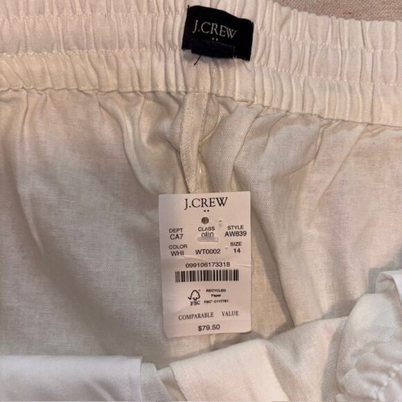 J. Crew Womens Linen Pants Size 14 Lined Pull On Coastal Resort Beach NWT - Picture 4 of 8